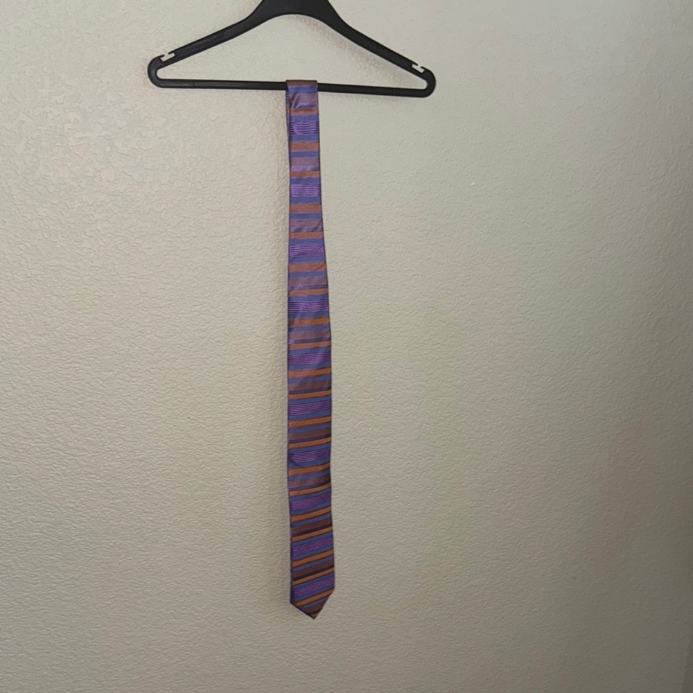 Elegant Purple and Orange Striped Tie